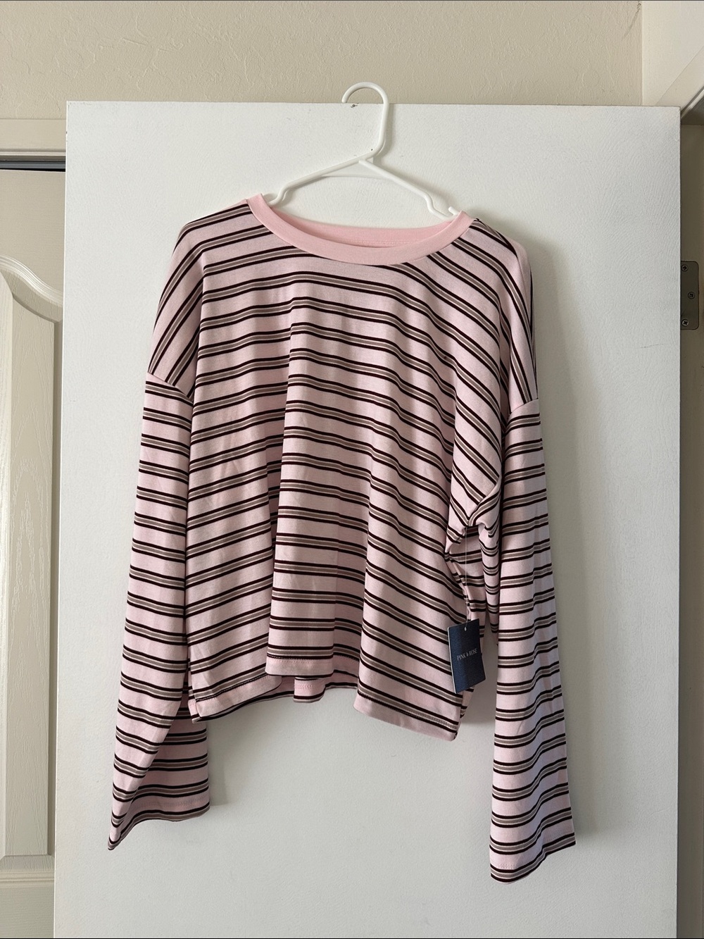 NWT Striped Pink Long-Sleeve Crewneck Top